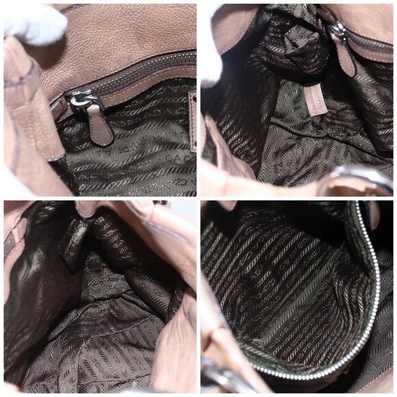 PRADA Shoulder Bag Leather Beige Silver Auth - Picture 13 of 15